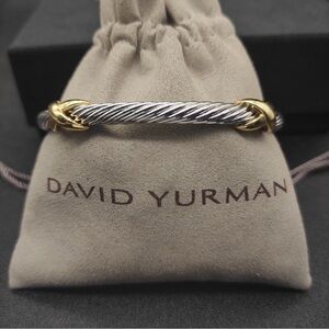 David Yurman Two-Tone Cable Bracelet in Silver and Gold Accents